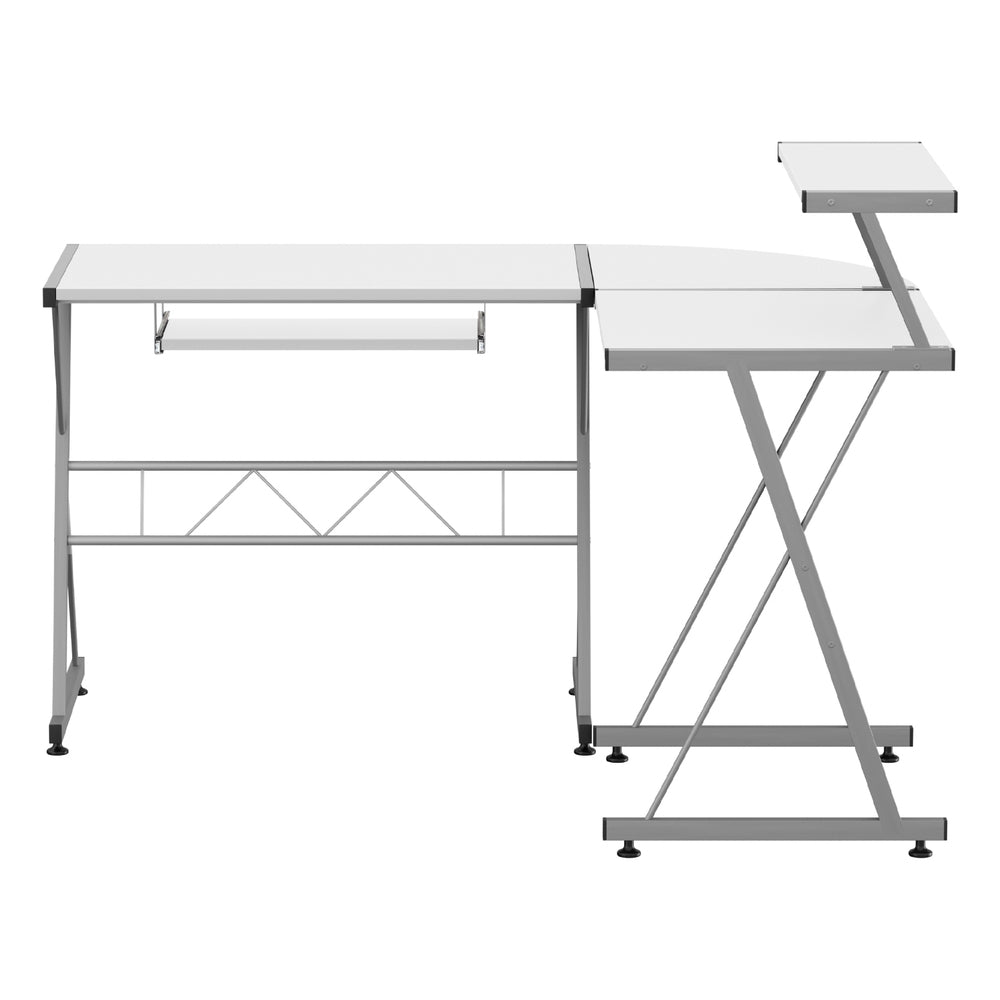 Elle L-Shape Computer Desk Keyboard Tray Shelf White
