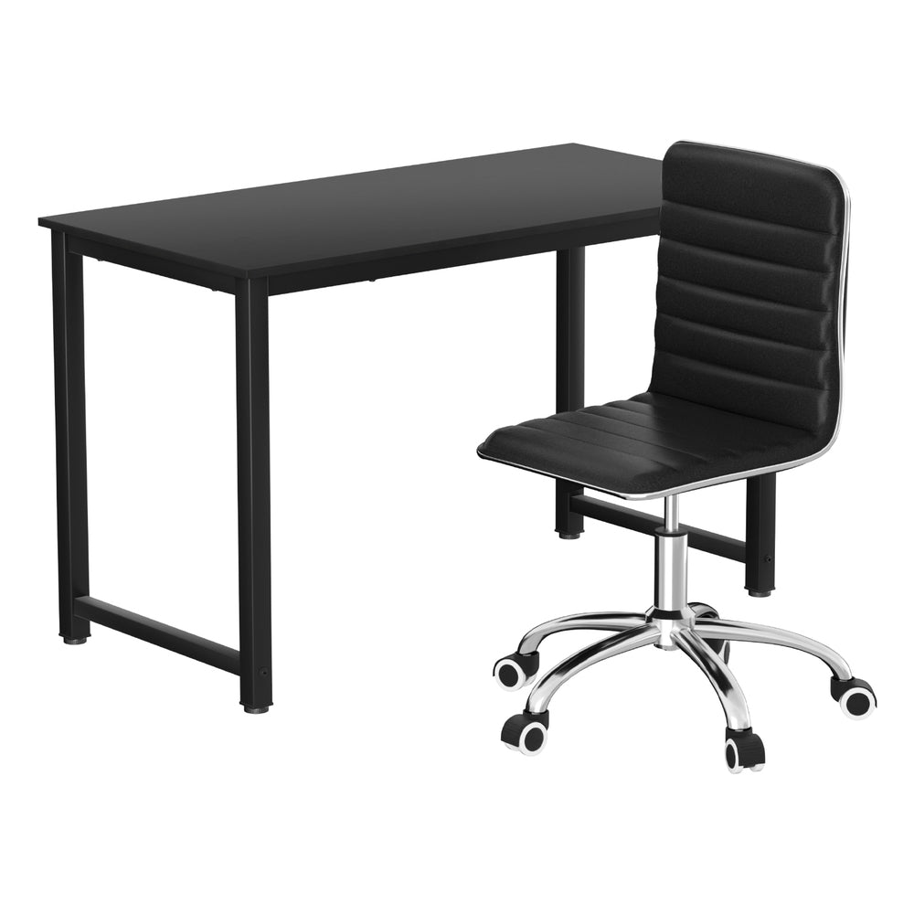 Artiss Computer Desk and Office Chair Set 120cm PU Leather Black