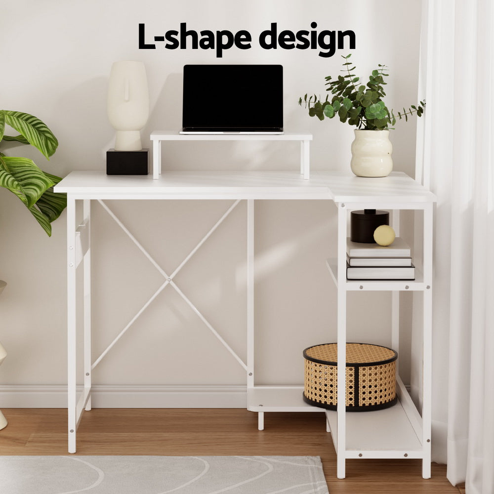 Artiss L-Shaped Computer Desk 100cm Home Office Study Table White