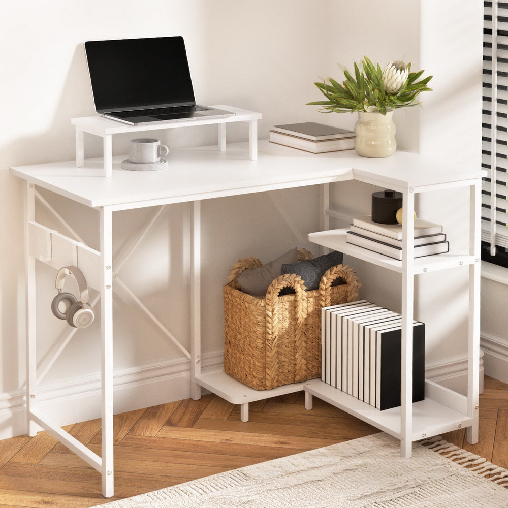 Artiss L-Shaped Computer Desk 100cm Home Office Study Table White