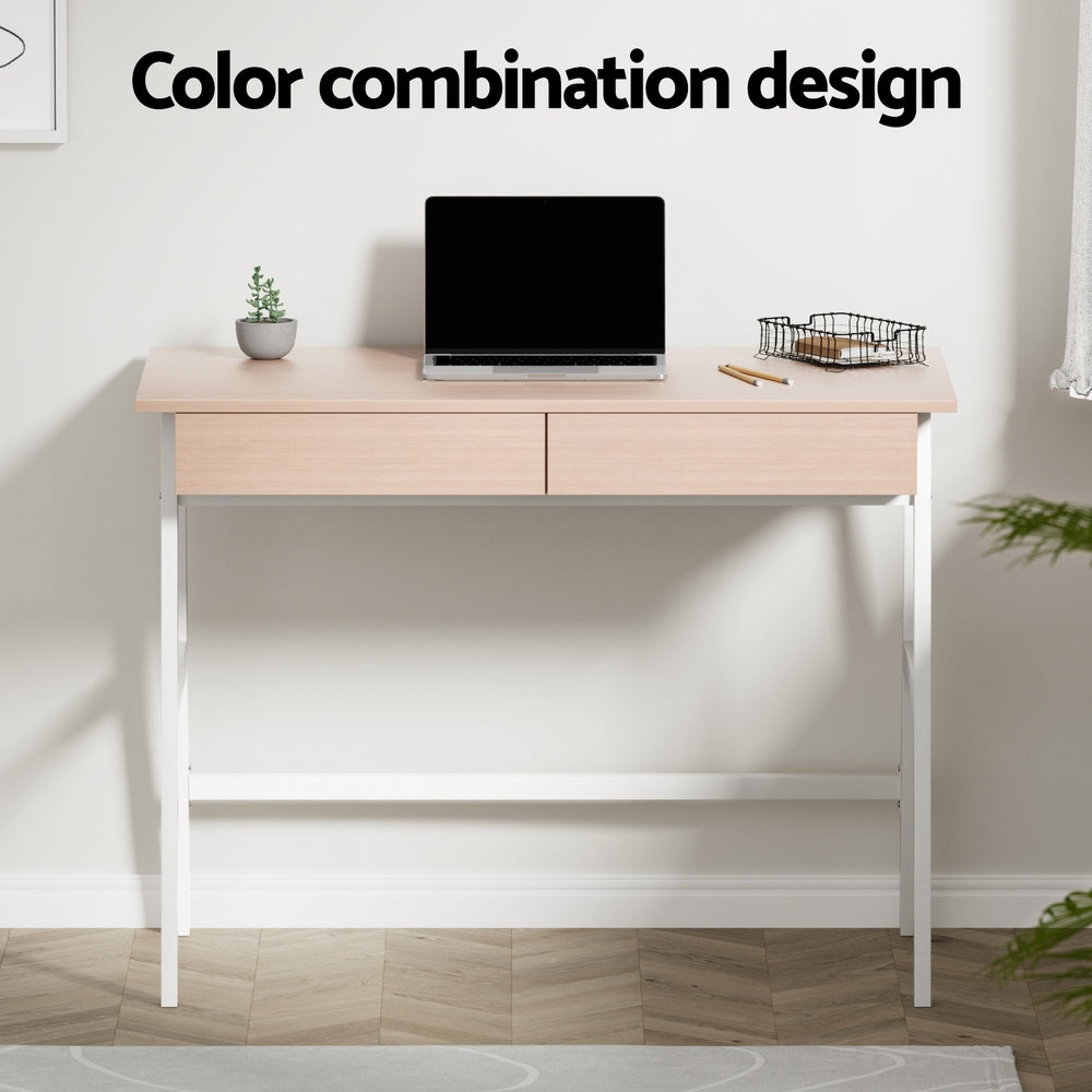 Borg 100cm Computer Desk Drawer Cabinet Oak White