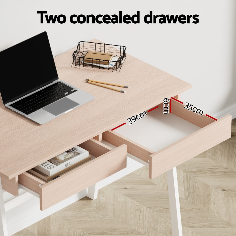 Borg 100cm Computer Desk Drawer Cabinet Oak White