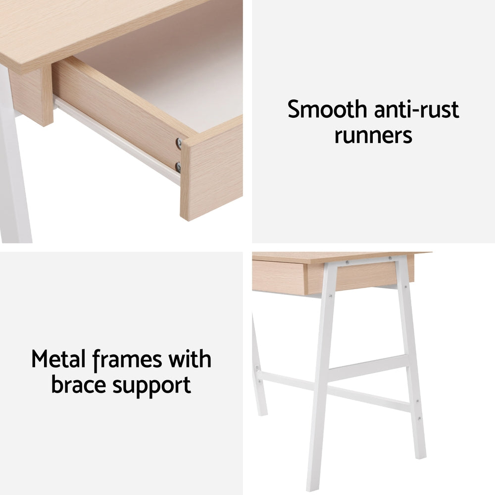 Borg 100cm Computer Desk Drawer Cabinet Oak White