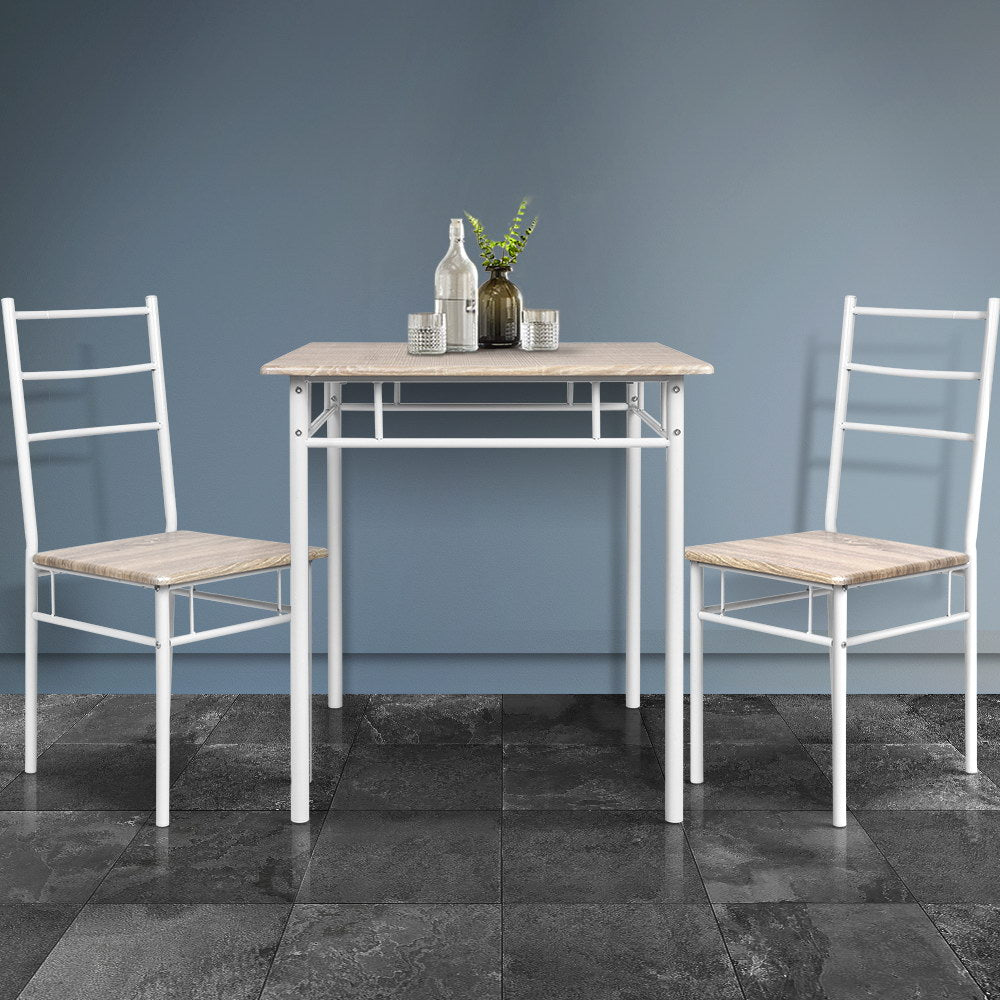 Machal 3-Piece Dining Set Oak Natural White