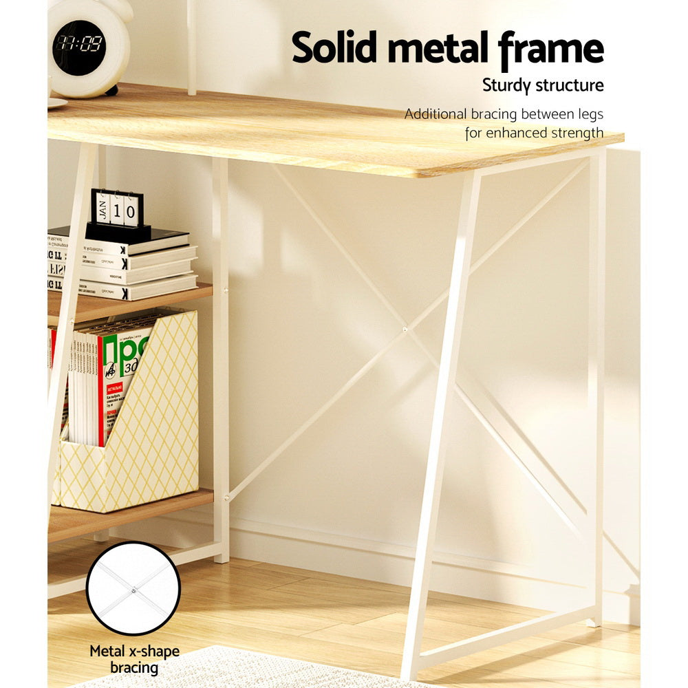 Artiss Oak Computer Desk 100cm Bookshelf Storage