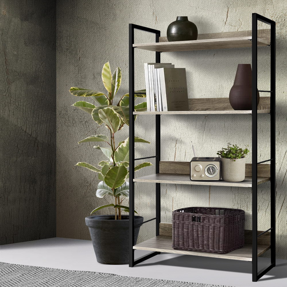 Noe 4 Tier Bookshelf Display Shelf Black and Oak