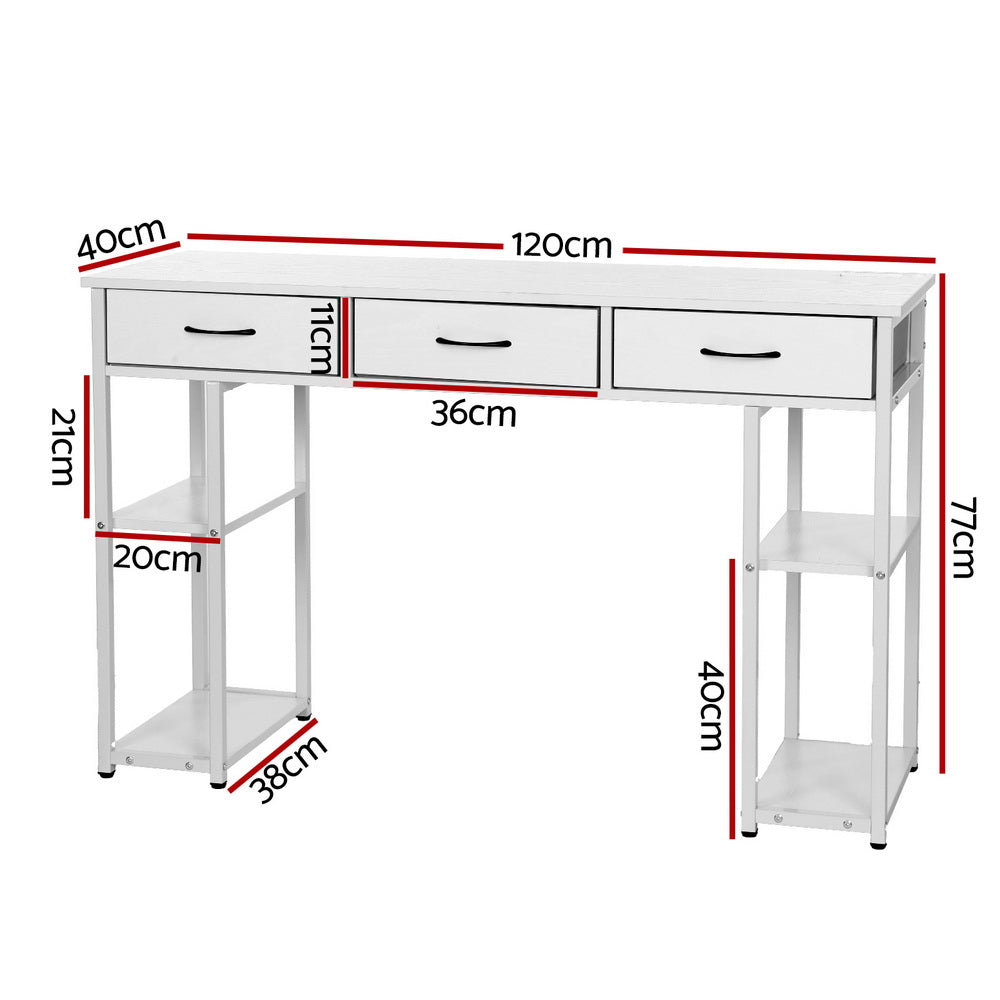 Artiss 120CM Study Desk with Drawers and Shelves White