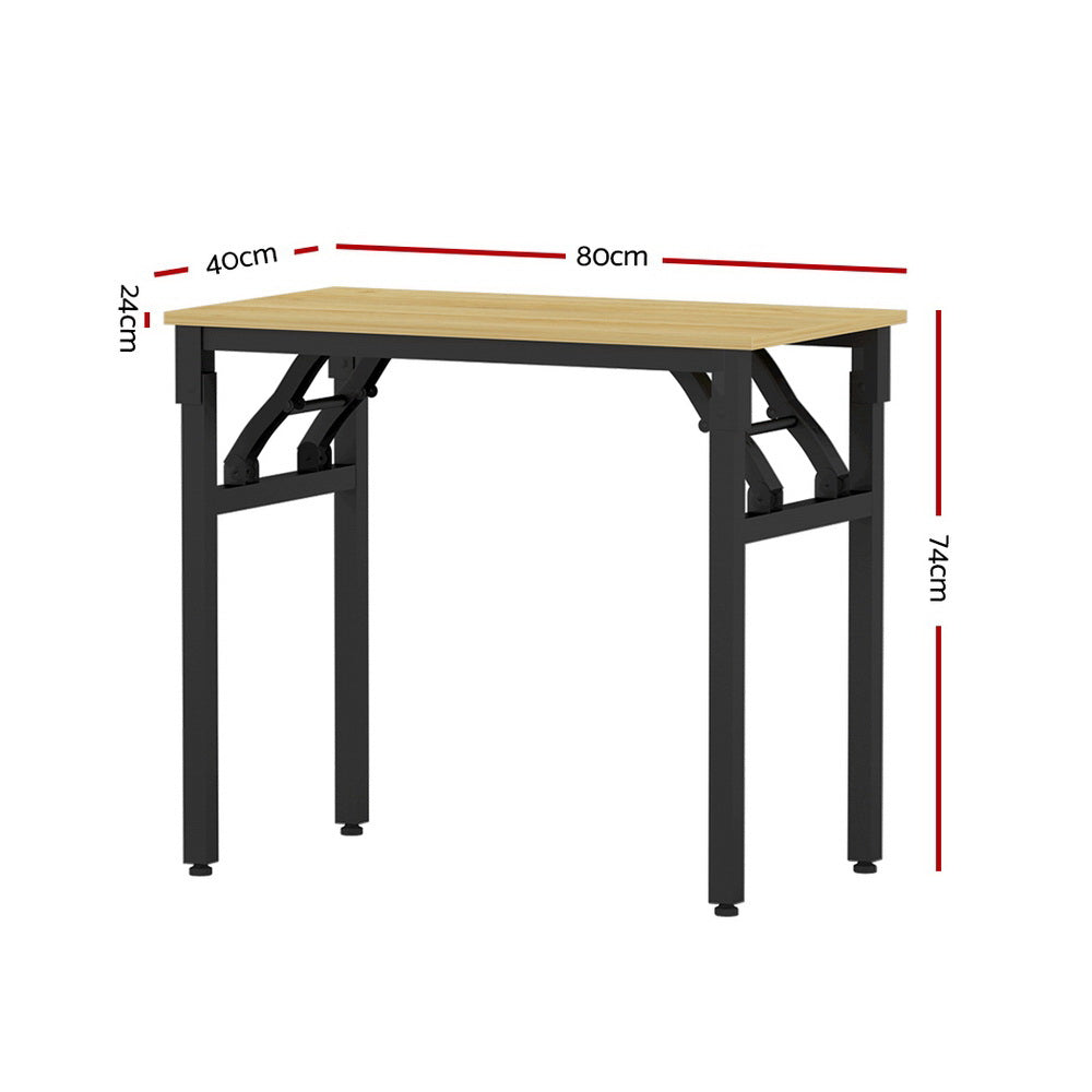 Hendon Oak Computer Desk Foldable Laptop Table with Bookshelf