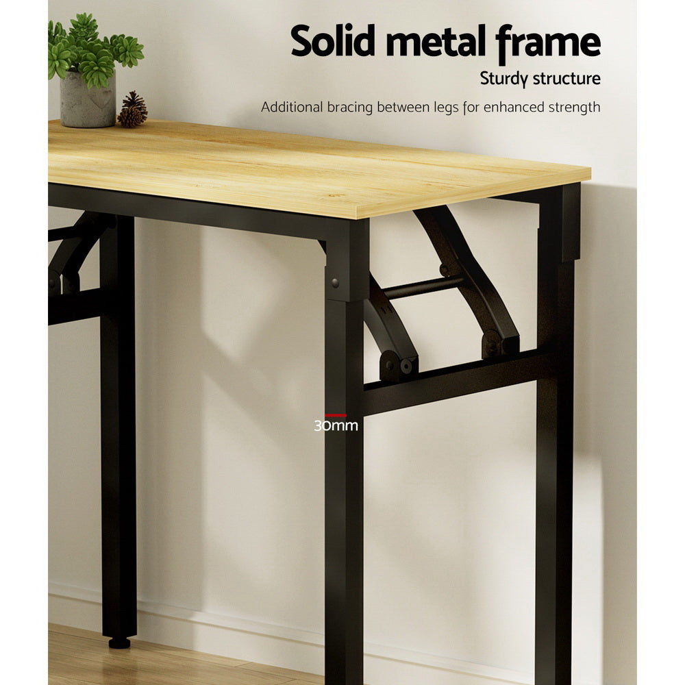 Hendon Oak Computer Desk Foldable Laptop Table with Bookshelf