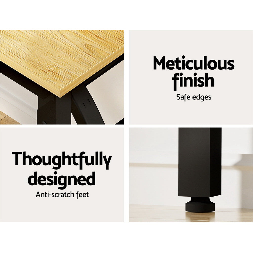 Hendon Oak Computer Desk Foldable Laptop Table with Bookshelf