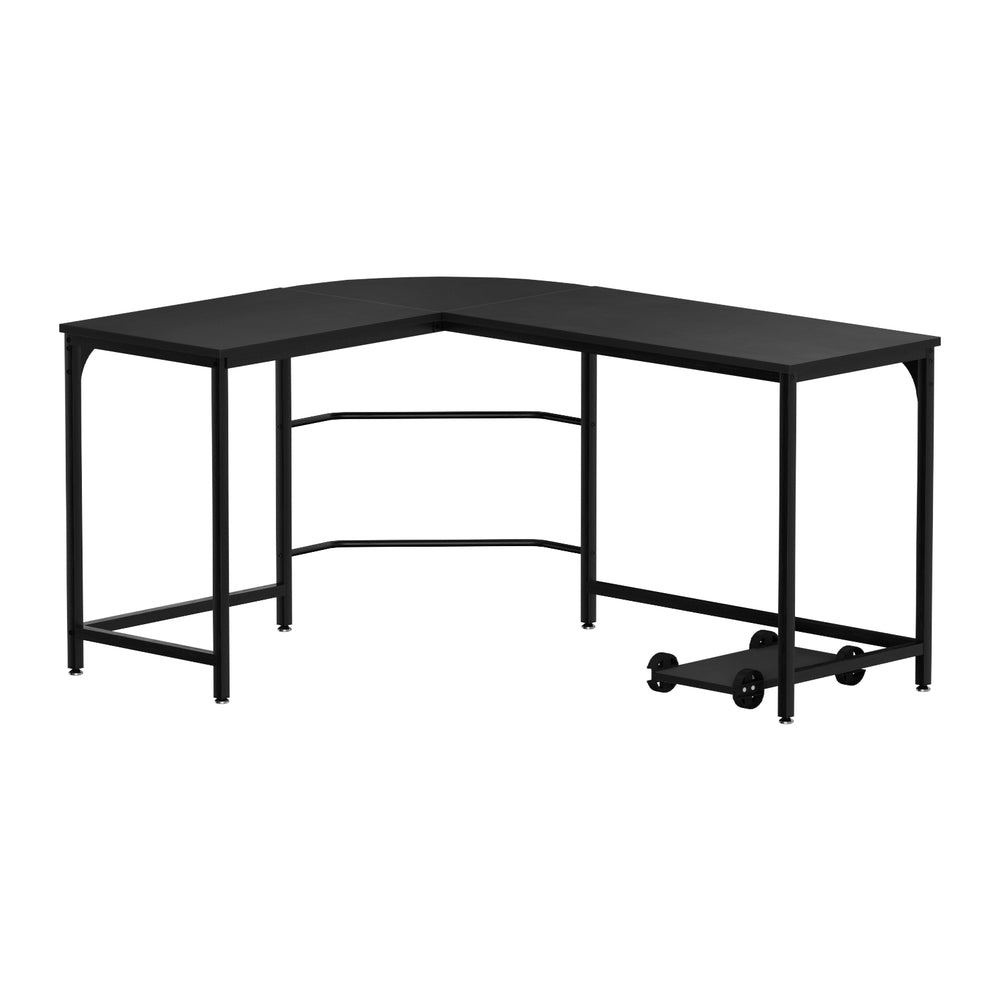 L-Shape 147CM Computer Desk Black with CPU Stand