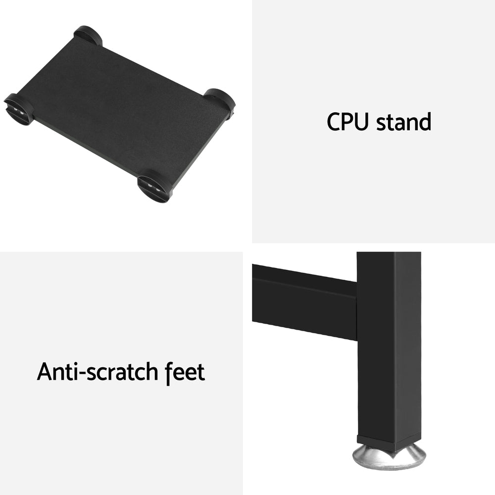 L-Shape 147CM Computer Desk Black with CPU Stand