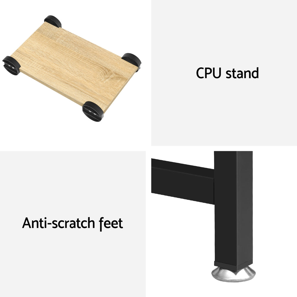 Artiss 147CM L-Shape Computer Desk Oak CPU Stand