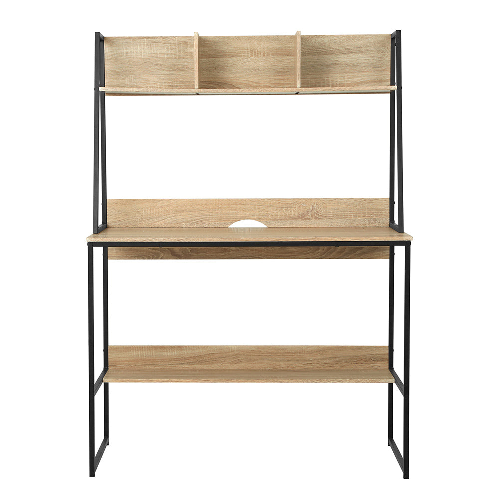 Artiss 100cm Computer Desk Bookshelf Storage Oak