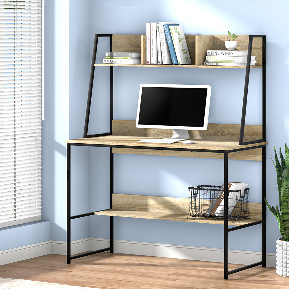 Artiss 100cm Computer Desk Bookshelf Storage Oak