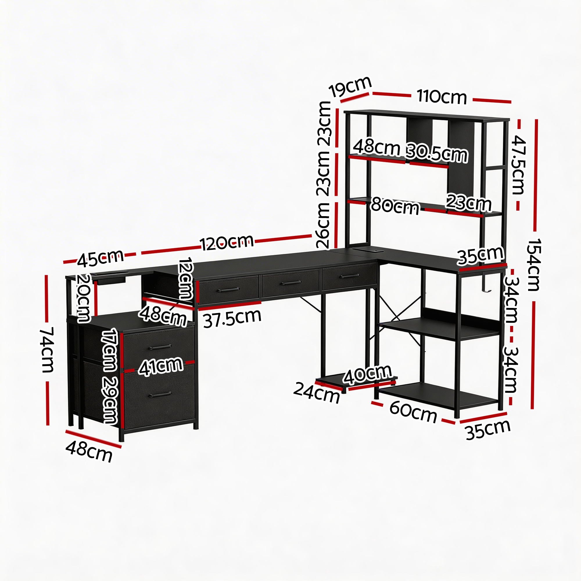 Artiss 200cm L Shaped Gaming Desk Computer Desk with LED Lights & Power Outlets