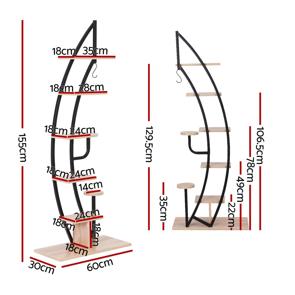 Artiss 6-Tier Ladder Plant Stand Half-Moon Black