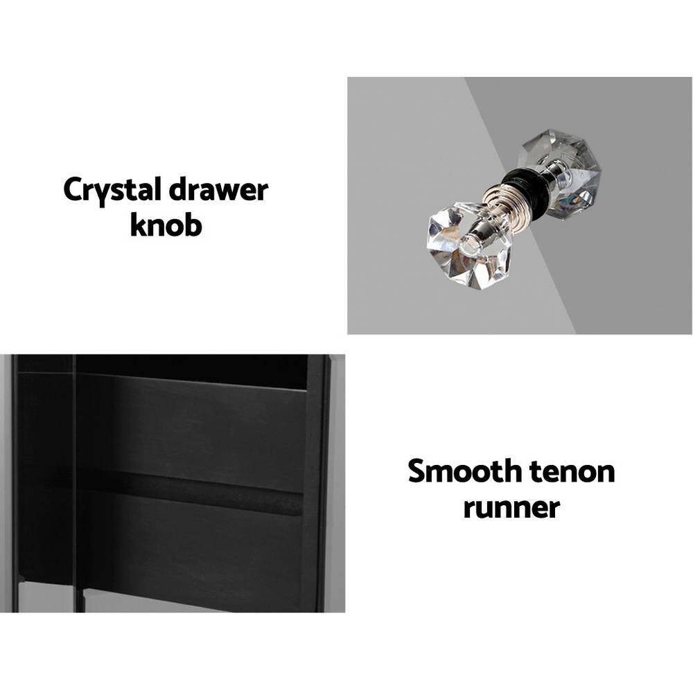 Quenn 3-Drawer Bedside Table Mirrored Glass Smoky Grey