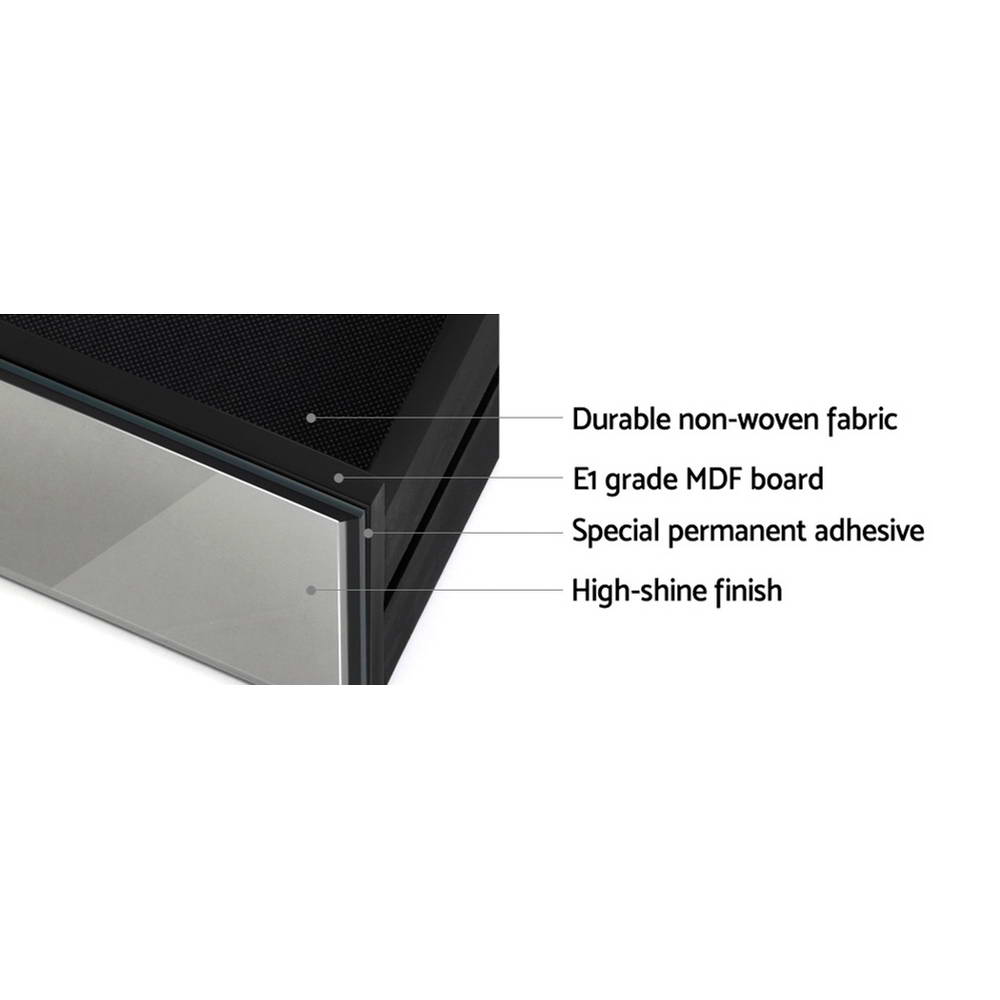 Quenn 3-Drawer Bedside Table Mirrored Glass Smoky Grey