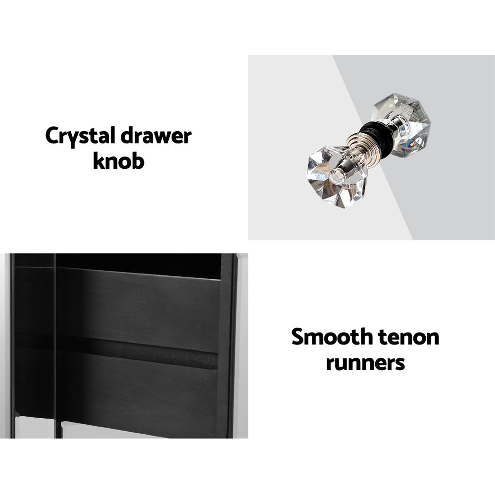 Quenn 3-Drawer Mirrored Bedside Table Silver