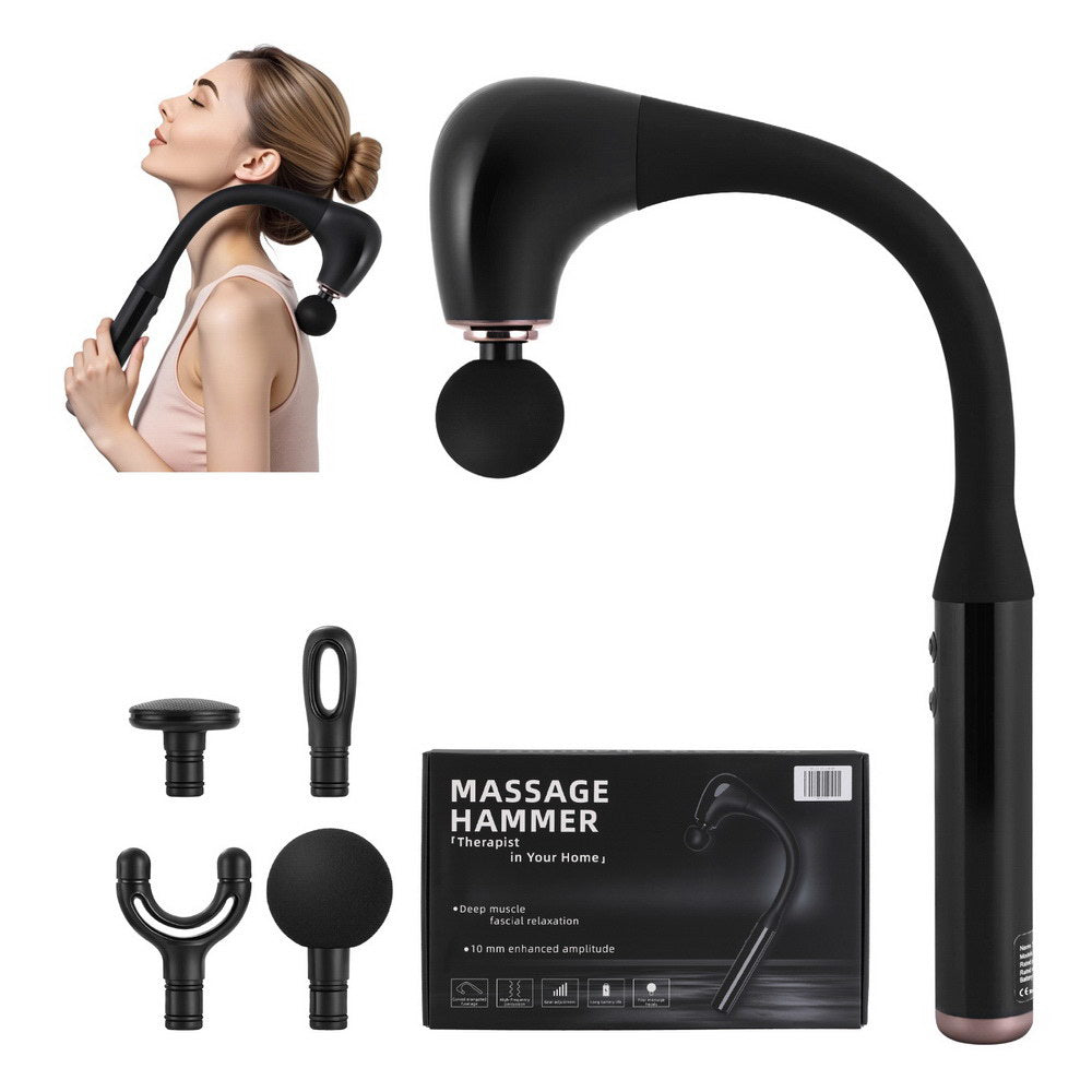 Everfit Percussion Massager U-Shaped Handle 4 Heads Black