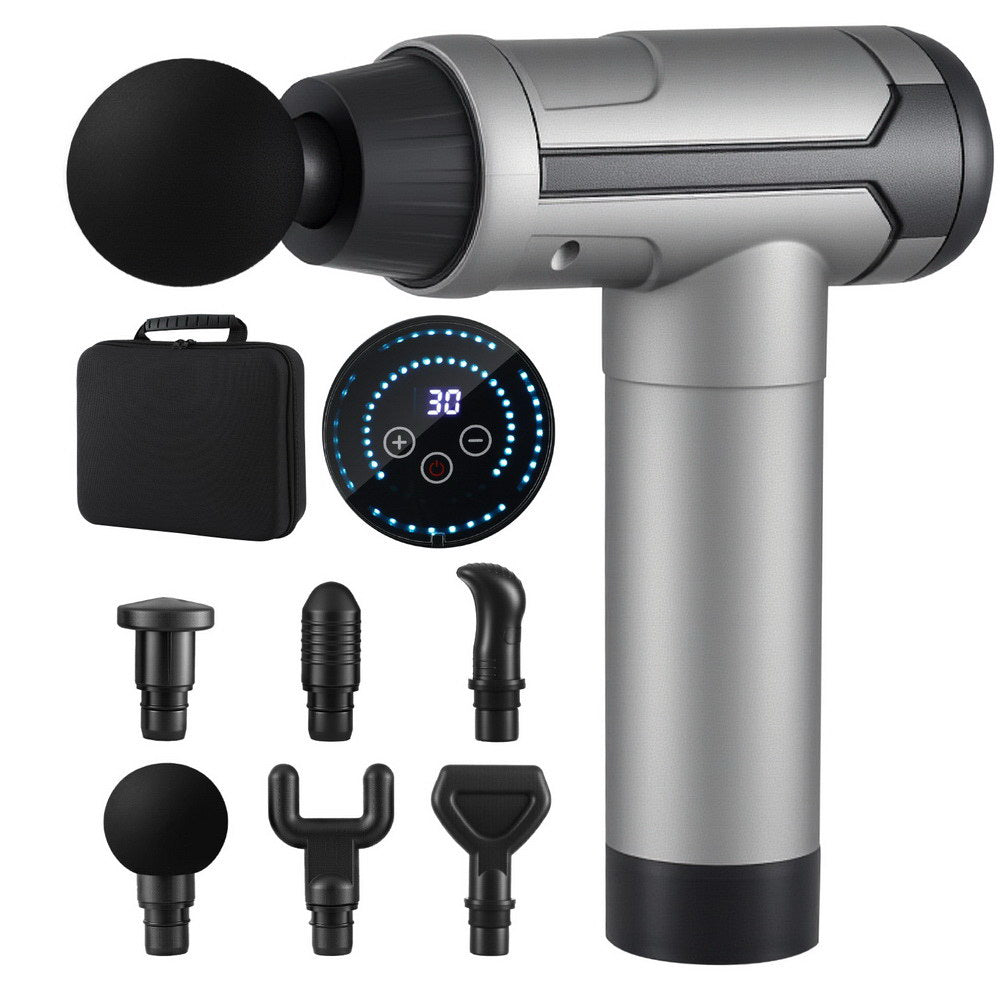 Everfit 30-Speed Muscle Massager Gun 6 Heads Rechargeable Black