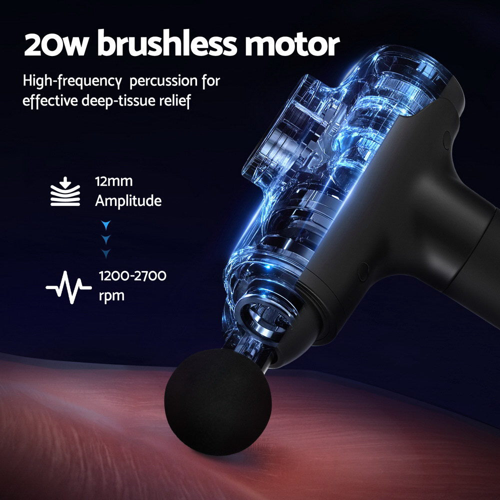 Everfit 30-Speed Rechargeable Massage Gun 8 Heads Black
