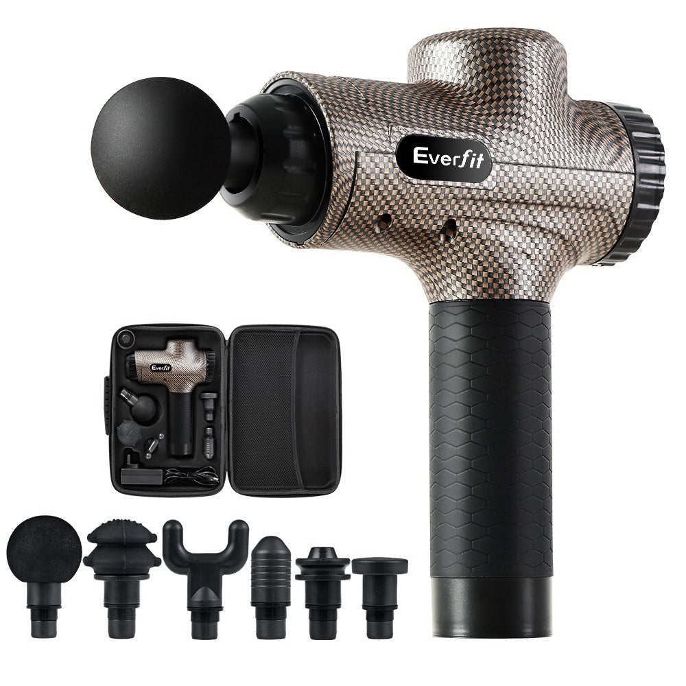 Everfit 6-Head Massage Gun Electric LCD Vibration Black & Gold