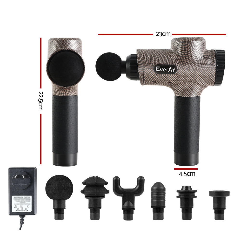 Everfit 6-Head Massage Gun Electric LCD Vibration Black & Gold