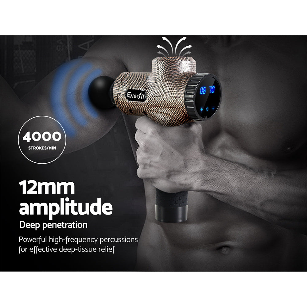 Everfit 6-Head Massage Gun Electric LCD Vibration Black & Gold