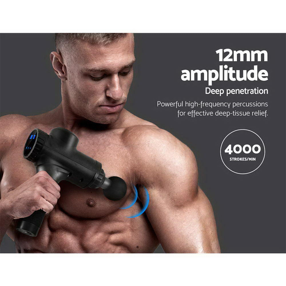 Everfit 30-Speed Massage Gun 6 Heads Chargeable Black
