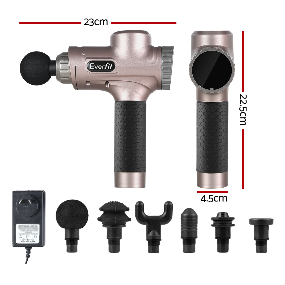 Everfit 30-Speed Massage Gun 6 Heads Vibration Muscle Massager Gold