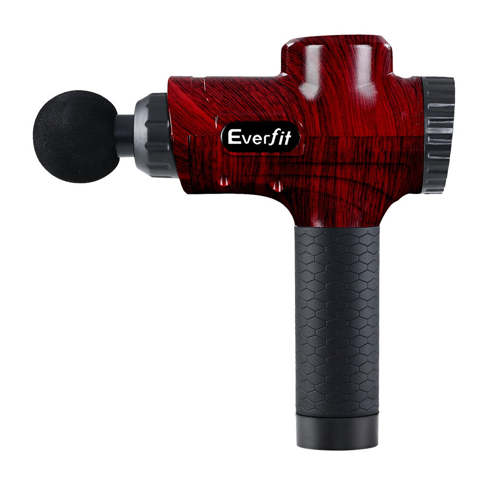 Everfit 30-Speed Percussion Massage Gun 6 Heads Rechargeable Red