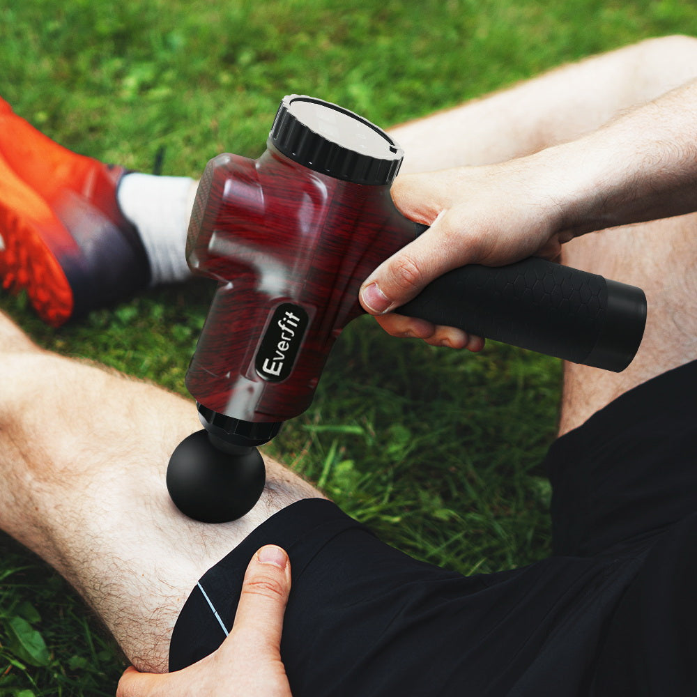 Everfit 30-Speed Percussion Massage Gun 6 Heads Rechargeable Red