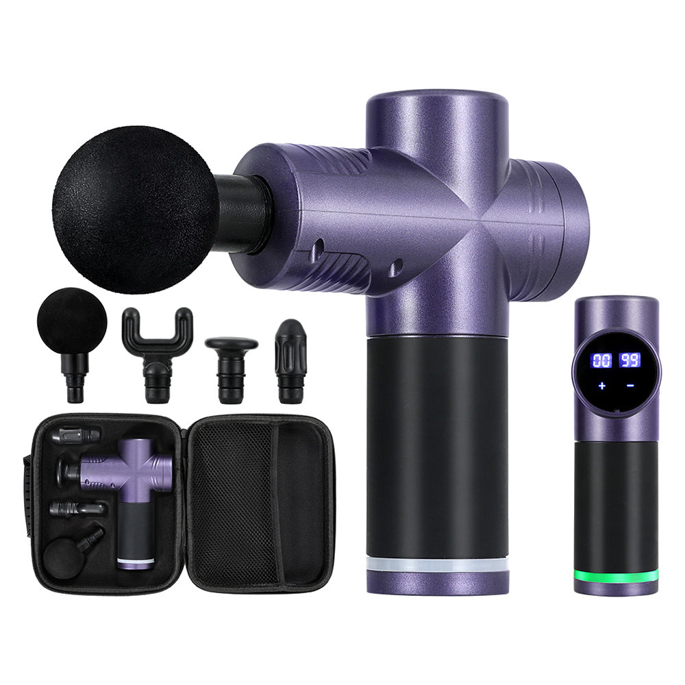 Everfit 30-Speed Massage Gun Rechargeable 4 Heads Purple
