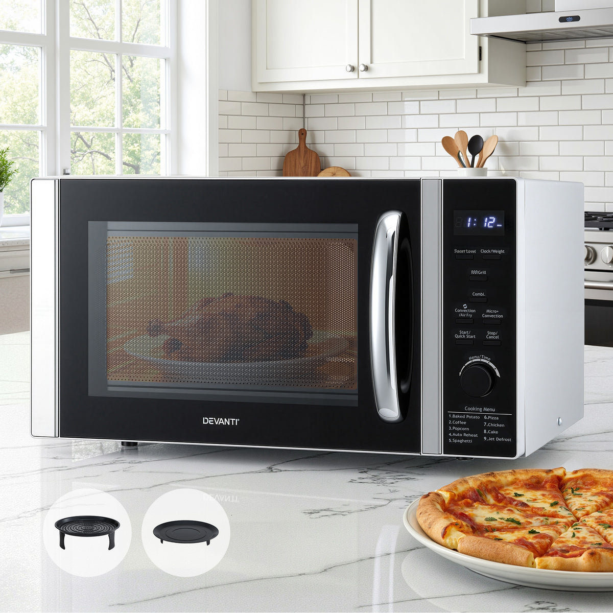 Devanti 30L 4-in-1 Microwave Oven Air Fryer Grill Convection
