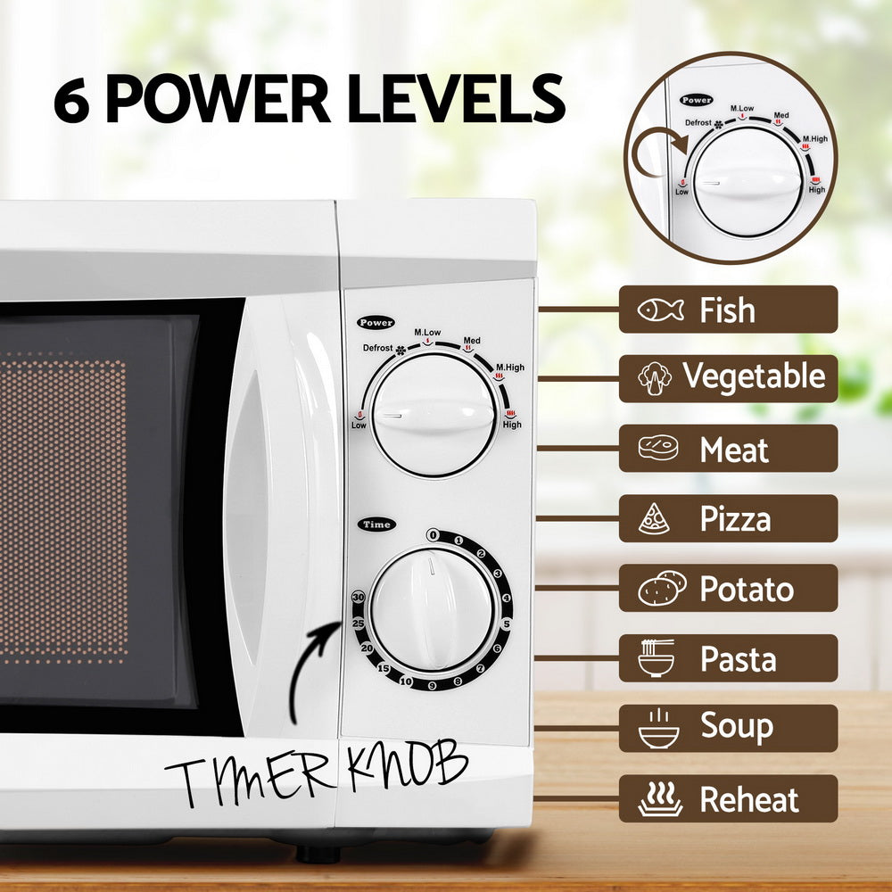 Devanti 20L Microwave Oven 800W White Child-Lock