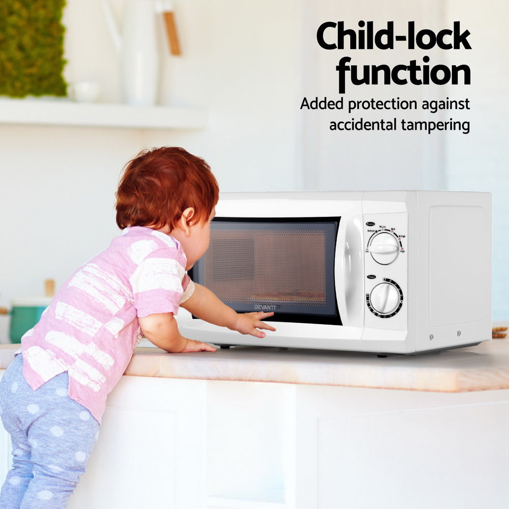 Devanti 20L Microwave Oven 800W White Child-Lock