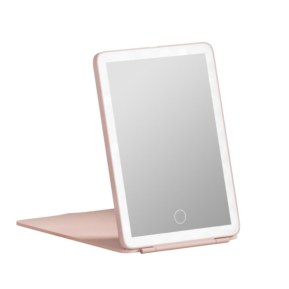 Embellir Portable Makeup Mirror LED Light Foldable Travel Pink
