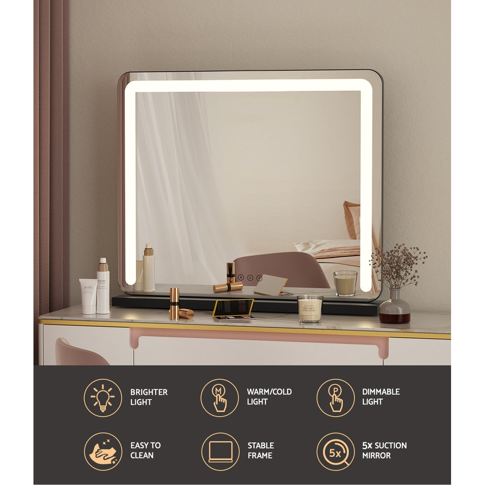 Embellir 60x50cm Hollywood Vanity Makeup Mirror LED Light Tabletop Black