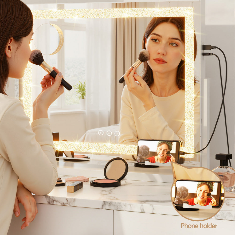 Embellir Makeup Mirror 60x50cm 360~ Rotatable Vanity Mirror with Lights Crystal LED