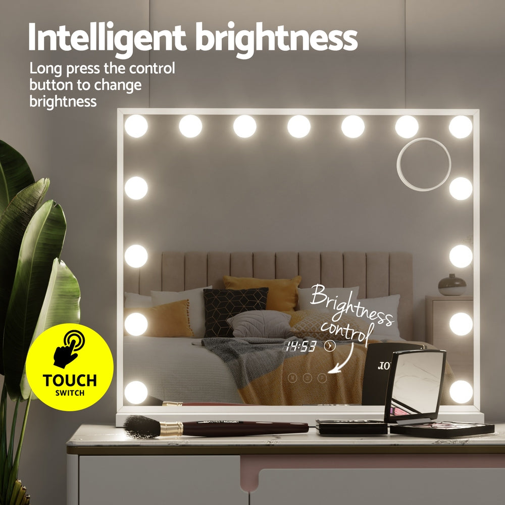 Embellir 60x52cm Hollywood Vanity Makeup Mirror LED Light Tabletop White