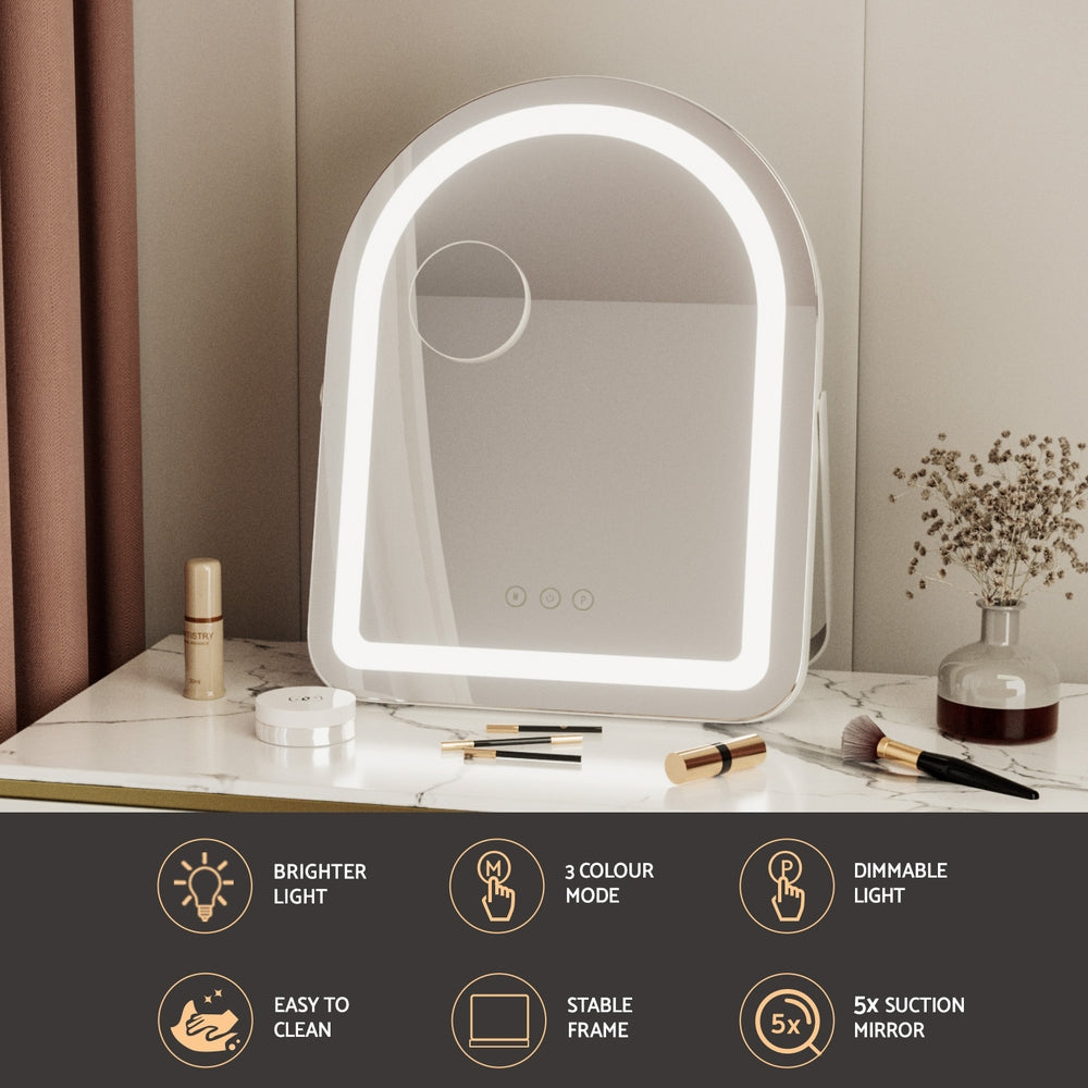 Embellir 35x45cm Vanity Mirror LED Light 5x Magnification White Arch
