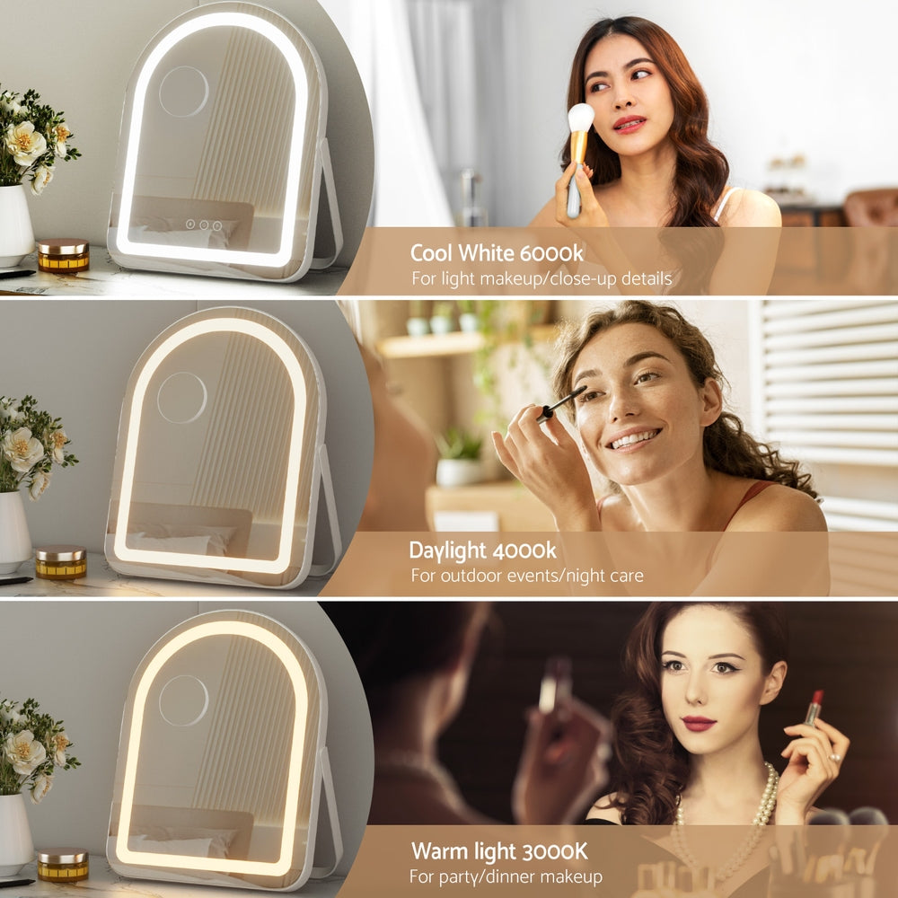 Embellir 35x45cm Vanity Mirror LED Light 5x Magnification White Arch
