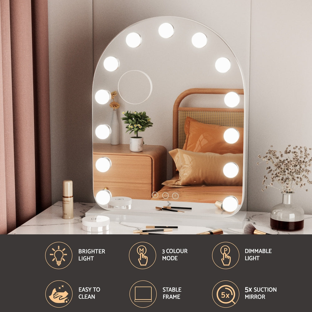 Embellir 40x50cm Vanity Mirror LED Bulb Light 5x Magnification White Arch