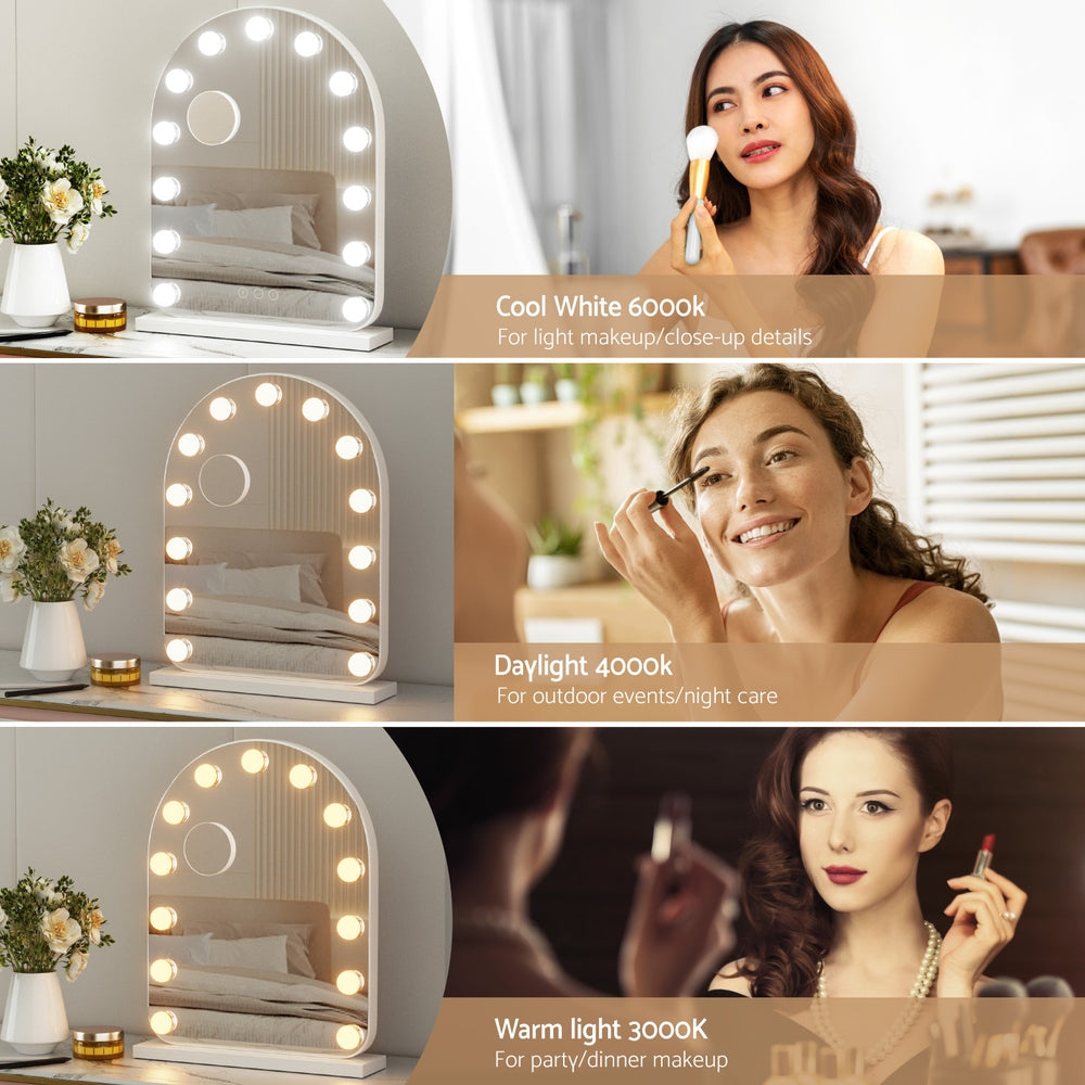 Embellir 40x50cm Vanity Mirror LED Bulb Light 5x Magnification White Arch