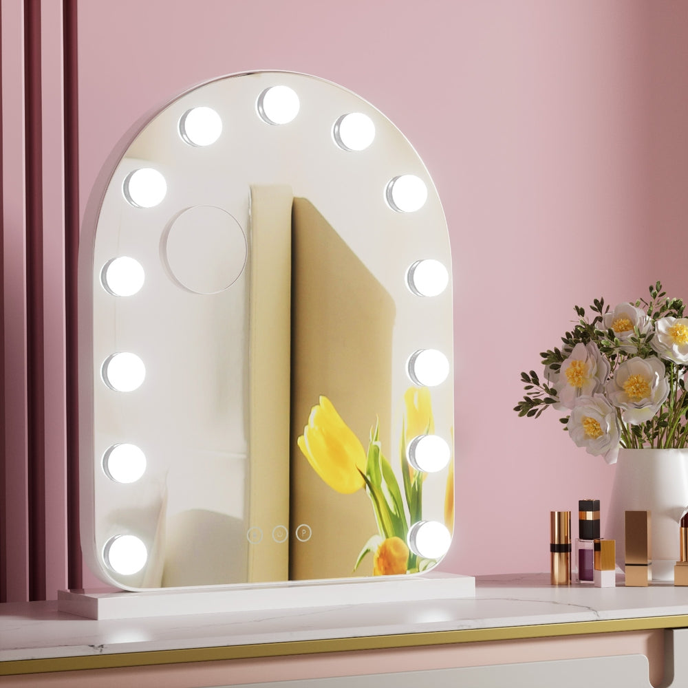 Embellir 40x50cm Vanity Mirror LED Bulb Light 5x Magnification White Arch