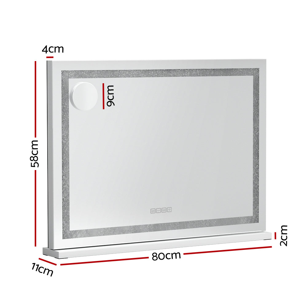 Embellir 80x58cm Hollywood Vanity Makeup Mirror LED Bluetooth Crystal