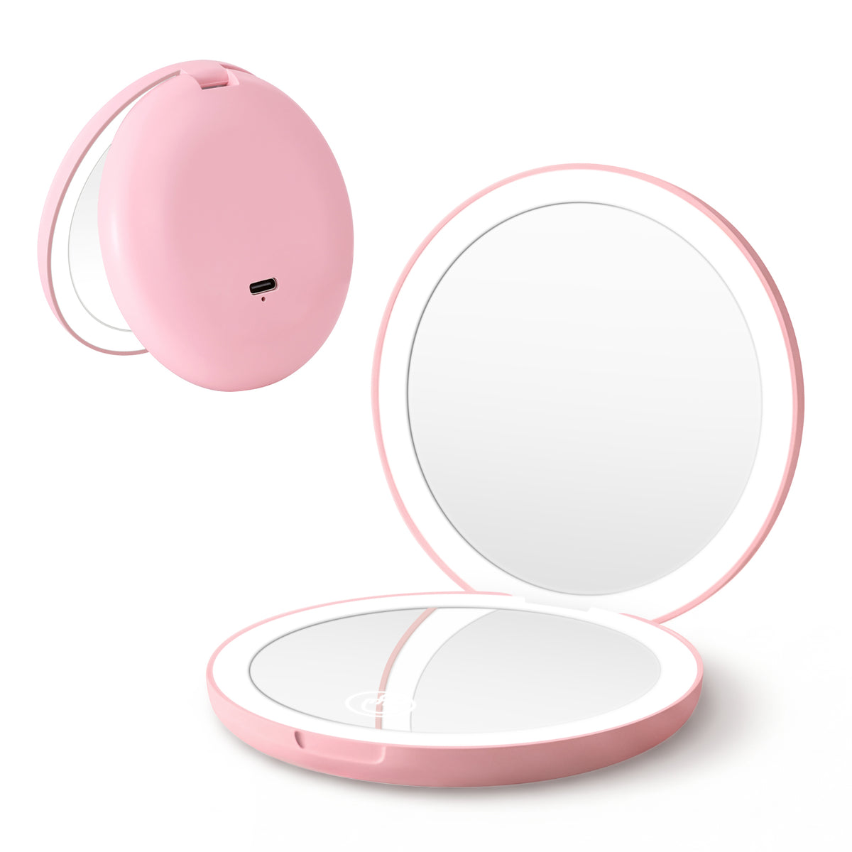 Embellir Compact LED Makeup Mirror Round 1x 10x Magnification Pink