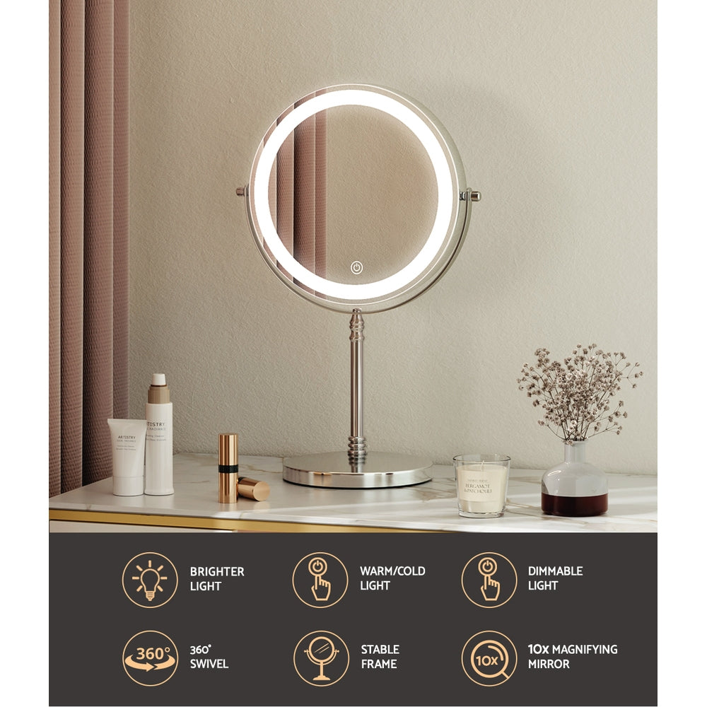 Embellir 20x20cm Makeup Mirror 10X Magnifying LED Light White
